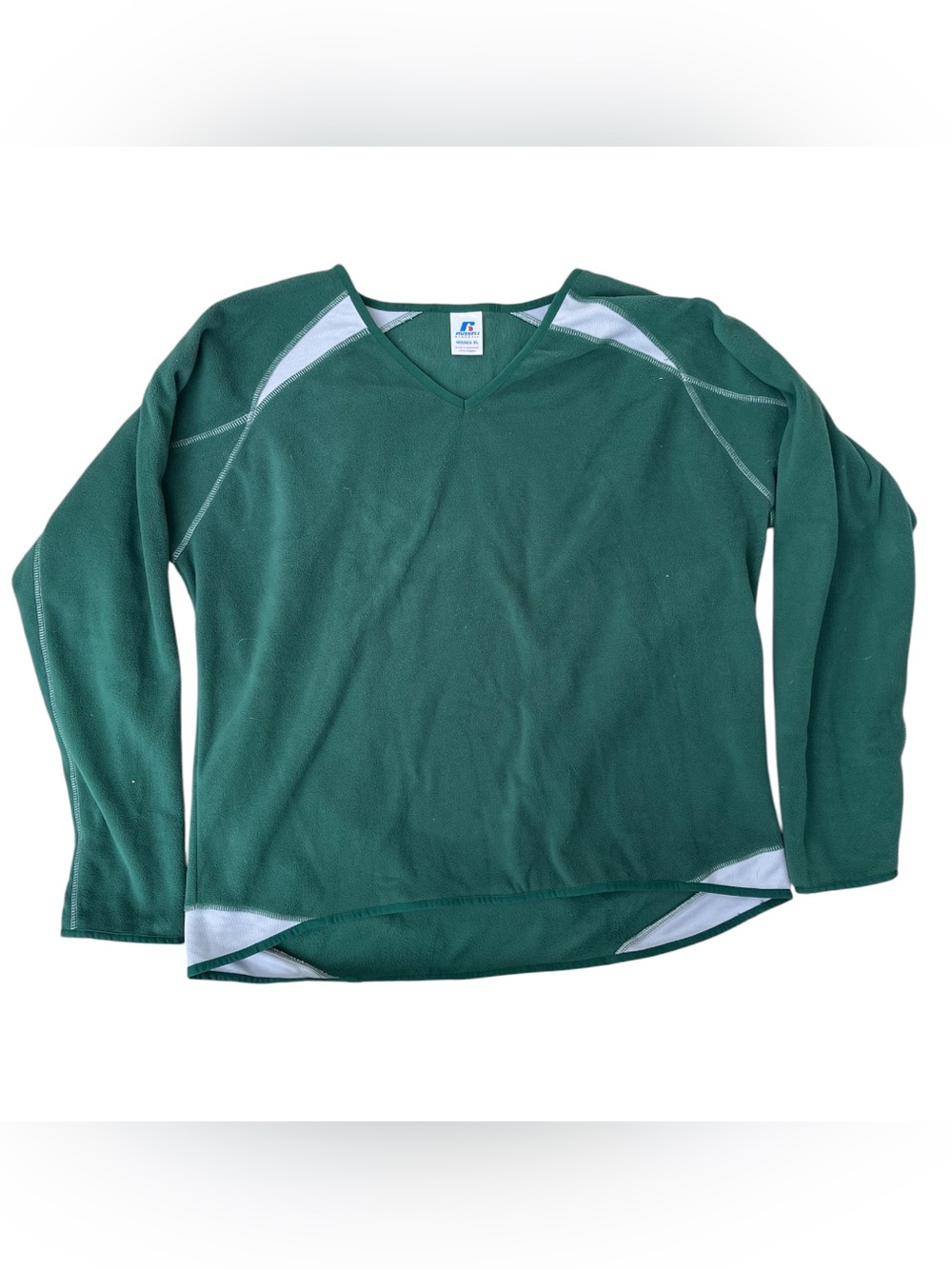Russell Athletic Women’s XL Emerald Green V Neck Long Sleeve Fleece Sweatshirt